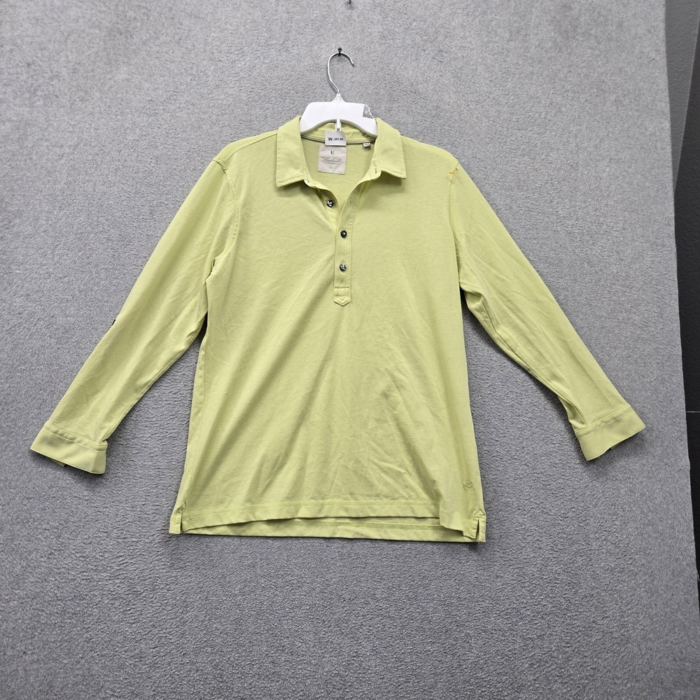 Linksoul Men Polo XL Light Green Golf Shirt Luxury Cotton Roll Tab Long Sleeve